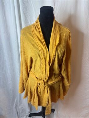 Joey Mustard Yellow Textured Wrap Jacket